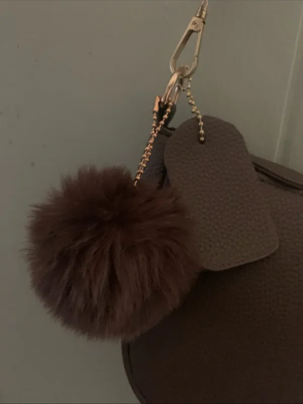 Brown Shoulder Bag with Pom Pom Charm - Image 4