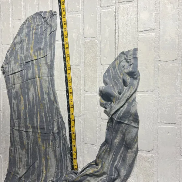 Free People Pants‎ Womens Large Gray Blue Yellow Abstract Wide Leg Boho Lounge - Image 4