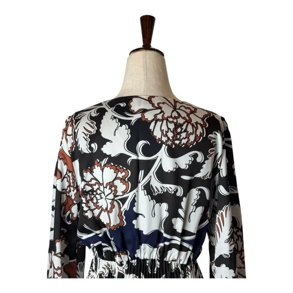 Delfi Collective‎ Dress Women Medium Black Claudine Printed Stretch Crepe Midi - Image 7