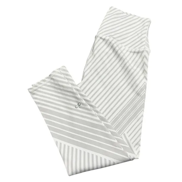 Alo Yoga High-Waist Crop Leggings, White & Grey Chevron Stripe Print, Size S - Image 3