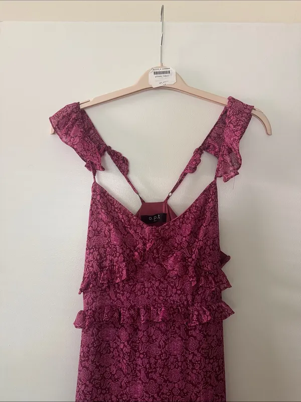 o.p.t. Ruffled Floral Lace Maxi Dress in Berry - Image 5