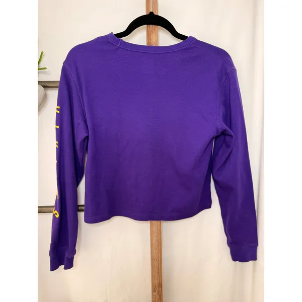 New Era NFL Minnesota Vikings Purple Waffle Knit Cropped Sweatshirt Womens S - Image 4