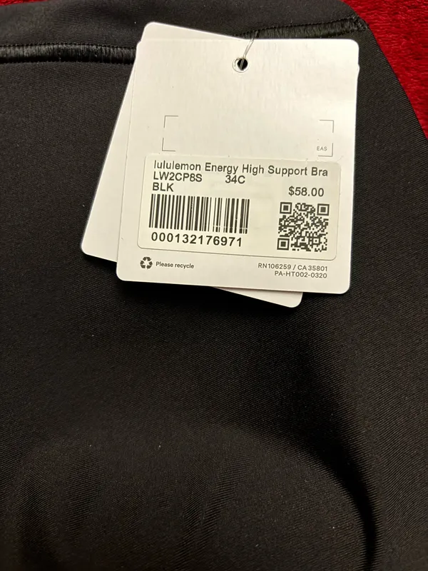 Lululemon Energy High Support Bra 34C Black New w:tag - Image 3