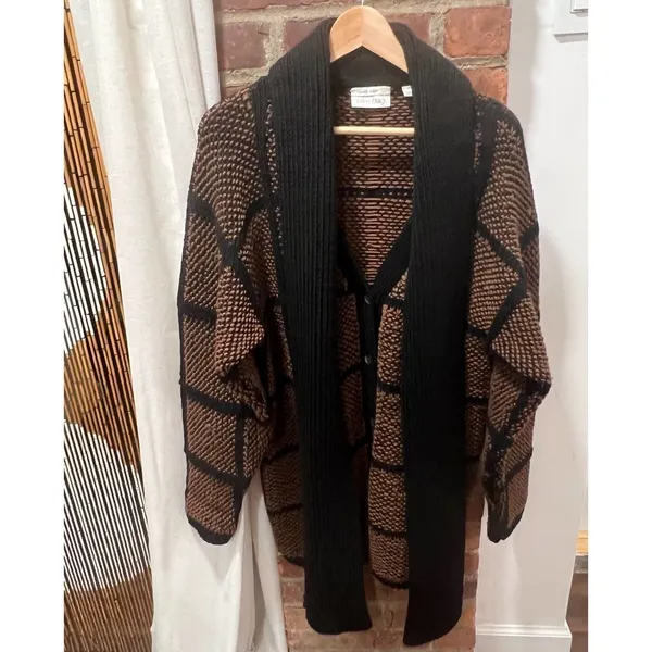 Vintage Ellen Tracy Heavy Knit Scarf Sweater Coat CardiganLarge - Image 11