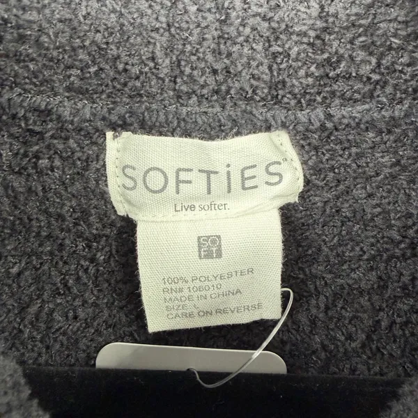 Softies Marshmallow Rib Mock Neck Sweater Black Sz L Plush Cozy Lounge Oversized - Image 4