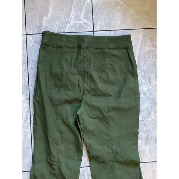 Maeve Anthropologie Olive Green High Rise Flare Wide Leg Seam Pants Size 14 - Image 9