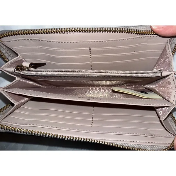 Kate Spade New York Crossgrain Leather Zip Around Wallet Dusty Rose Taupe - Image 3