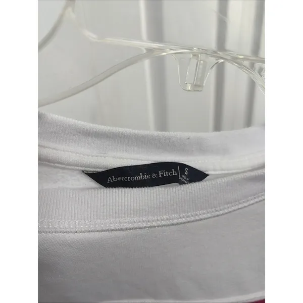 Abercrombie & Fitch Rainbow Stripe Cropped Sweatshirt Womens Size S White Y2K - Image 3