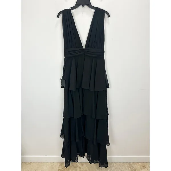 Lulus Amazing Evening Black Tiered Maxi Dress Chiffon Formal Evening Medium NWT - Image 11