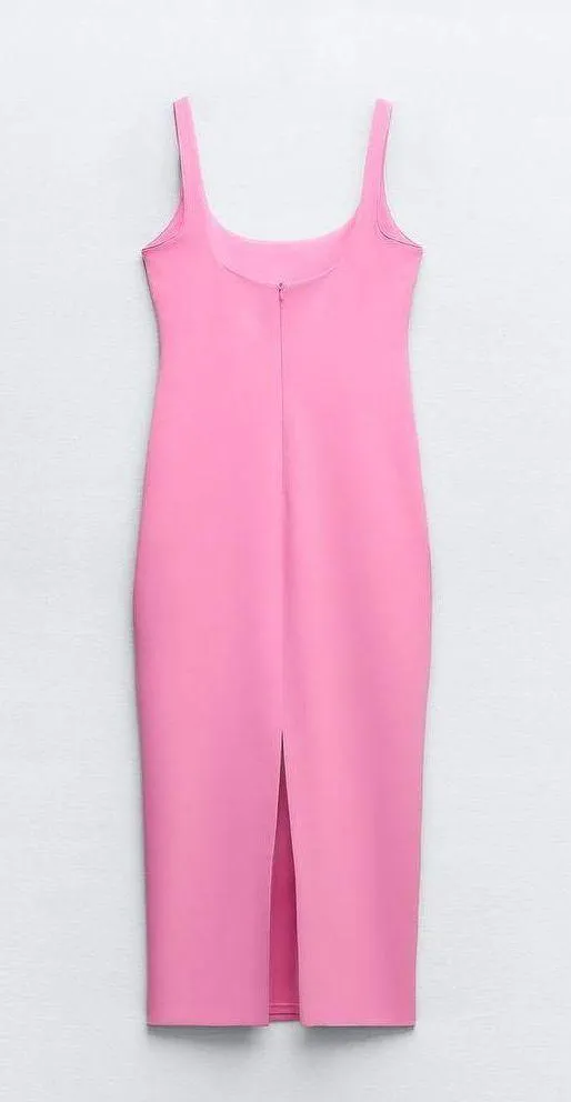 Zara dress midi bodycon fitted pink wedding party coctail - Image 2