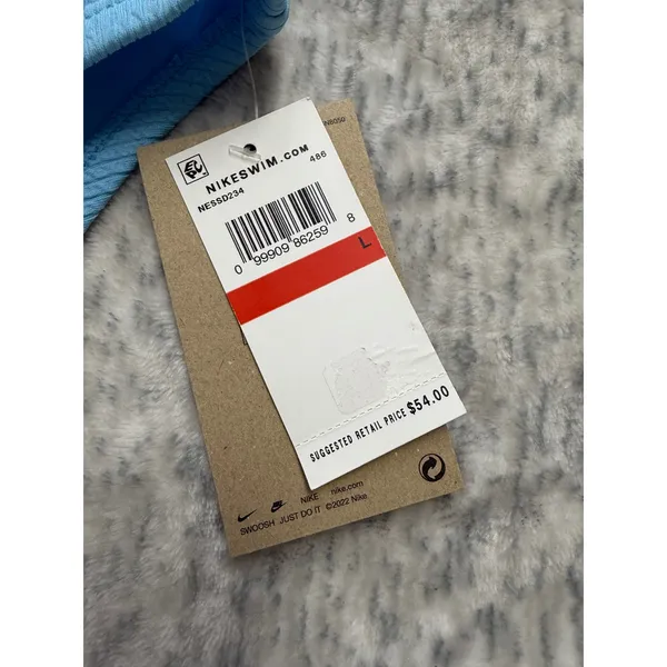 Nike Swim Women Light Blue Textured High Waist Bikini Bottom NESSD234‎ L - Image 2
