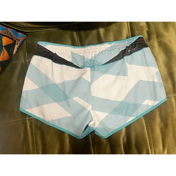 Nike Dri-FIT Running Shorts Women’s Medium Aqua White Geometric Athletic - Image 6
