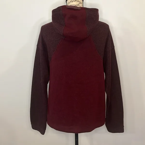 prAna Hartlie wool blend pullover half zip jacket mulled wine M - Image 5