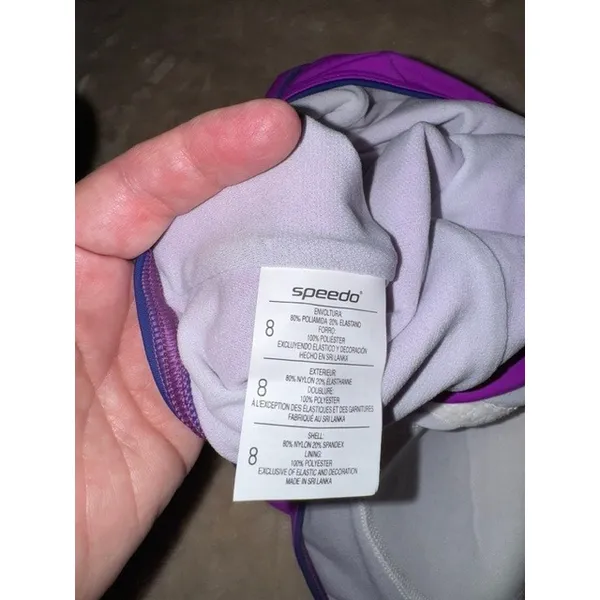 Speedo Womens Purple Racerback One Piece Swimsuit Padded Training Swimwear 8 (C) - Image 3