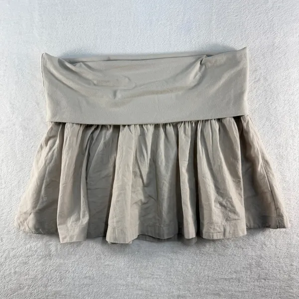 Free People‎ Large Milos Drop Waist Mini Skirt Pumice Stone Beige Fold Over NEW - Image 4