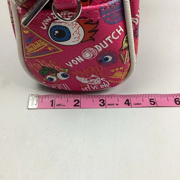Von Dutch Hot Pink Jax Graphic Bowling Bag Hand Bag Crossbody NEW! Retail $149 - Image 11