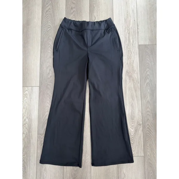 Halara Flex Day Stretch Mid Rise Side Zipper Pocket Work Flare Pants Black L - Image 2