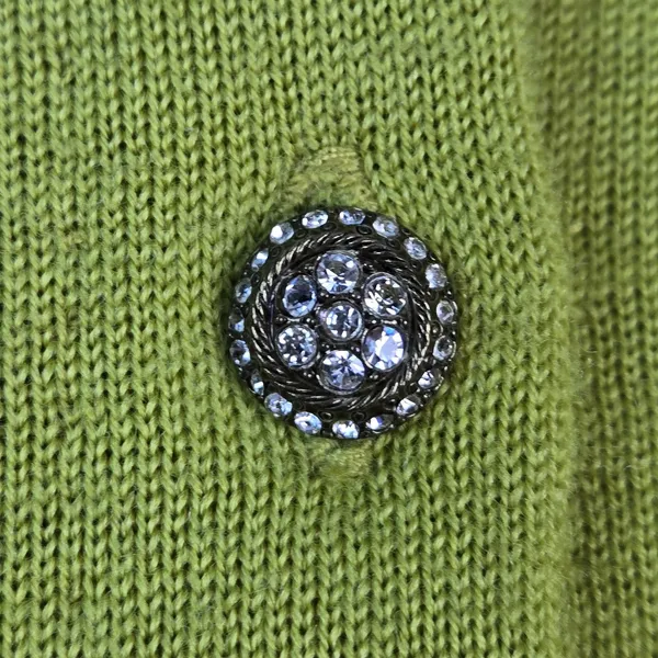 J.Crew Womens Green 100% Merino Wool Cardigan Jeweled Buttons 99545 Size S - Image 6