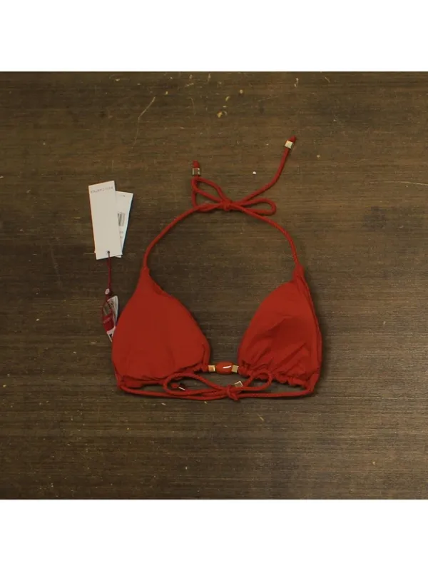 NWT Red Carter Classic Beaded Triangle Bikini Top Swim Ember Orange Brown M - Image 4