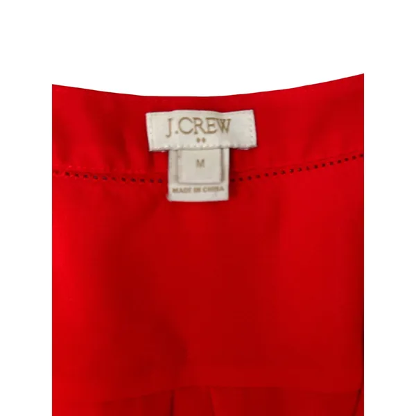J Crew Red V Neck Long Sleeve Pleated Casual Blouse Top Women‎ Size M Holiday - Image 4