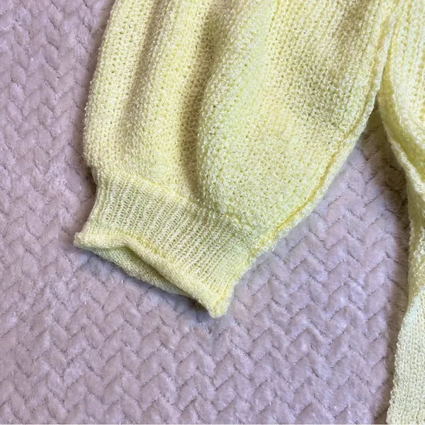 POL Butter Yellow Boho Oversized Loose Knit Sweater Women Size Medium‎ - Image 4