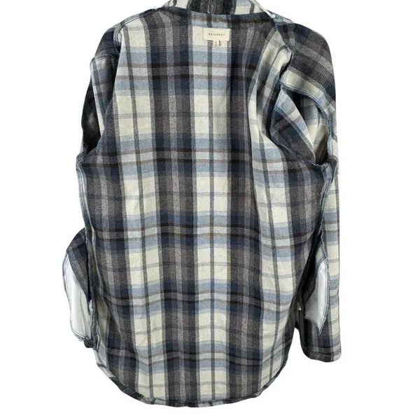 MELLODAY Blue Plaid Shacket XL Oversized Flannel Jacket‎ Lightweight Coat - Image 3