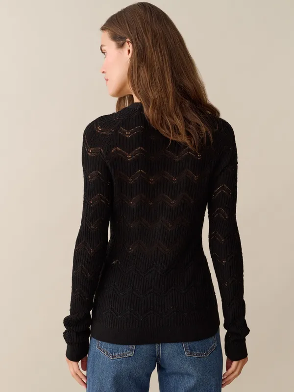 NWT Few Moda Silva Sweater Size Medium M Black Wool long sleeve top Kourt - Image 4