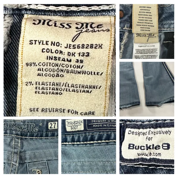 Miss Me Bootcut Jeans Medium Wash Studded Embellished Buckle Exclusive Womens Size 27 - Image 6
