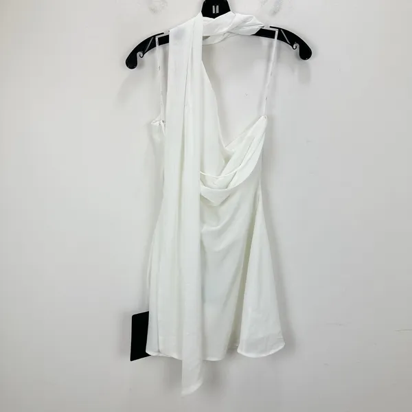 Lulus Isloda Ivory One-Shoulder Backless Sash Mini Dress with Scarf Small NWT - Image 11