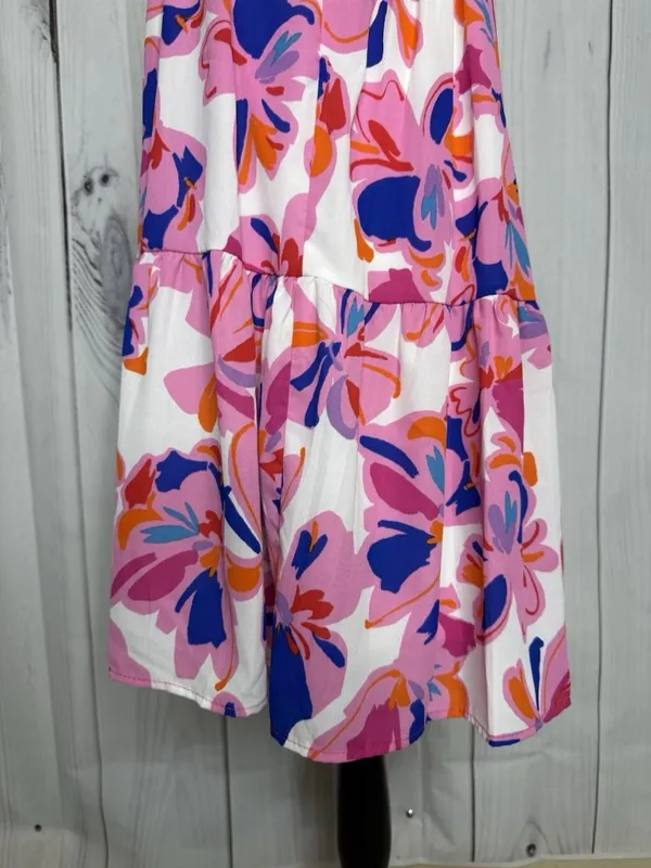 Adrienne Women’s Sz L Pastel Midi Dress Sleeveless Smocked Back - Image 12
