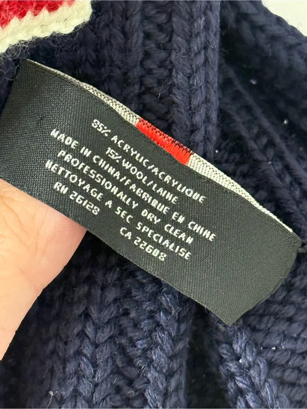 Polo Ralph Lauren Wool Blend Ribbed Navy Scarf Sweater with Flag - Image 5