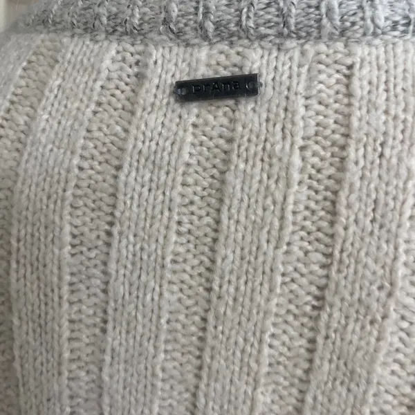 prAna Angelica Women Cream Grey Cable Knit Mock Neck Cardigan Sweater‎ Sz small - Image 6