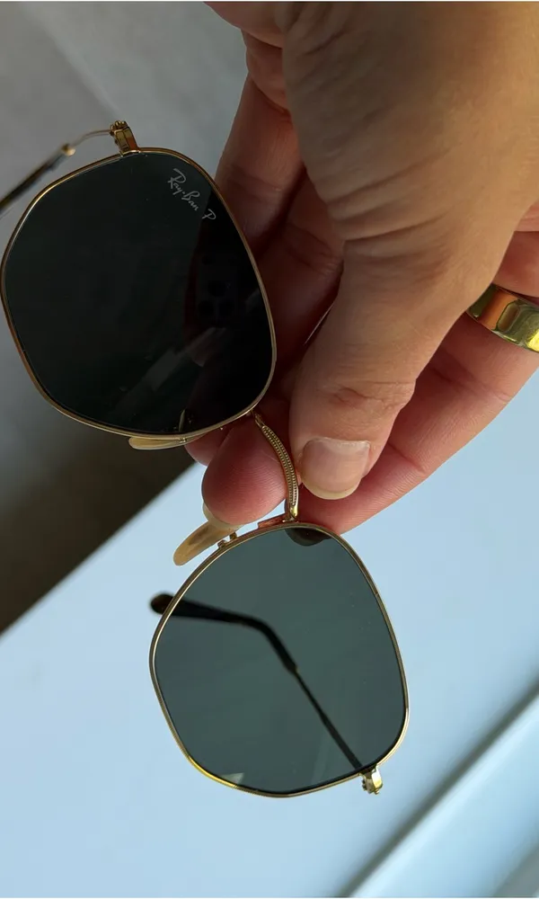 Polarized Ray-Ban Hexagonal Sunglasses Gold Frame - Image 7