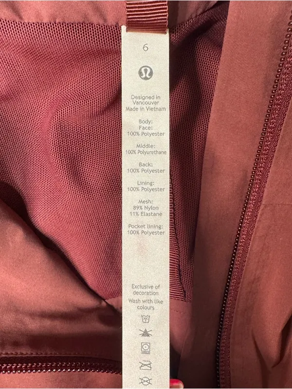 Lululemon Rain Rebel Jacket Waterproof Utility Jacket Red Merlot Size 6 Small - Image 15