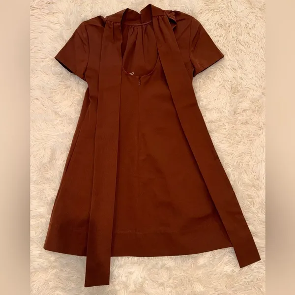 NEW STAUD Ilana Mock Neck brown Clove Mini Dress sz S - Image 5
