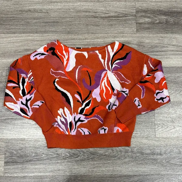 Maeve Rust Floral Sweatshirt Women’s Boat neck Pullover Size Medium - Image 2