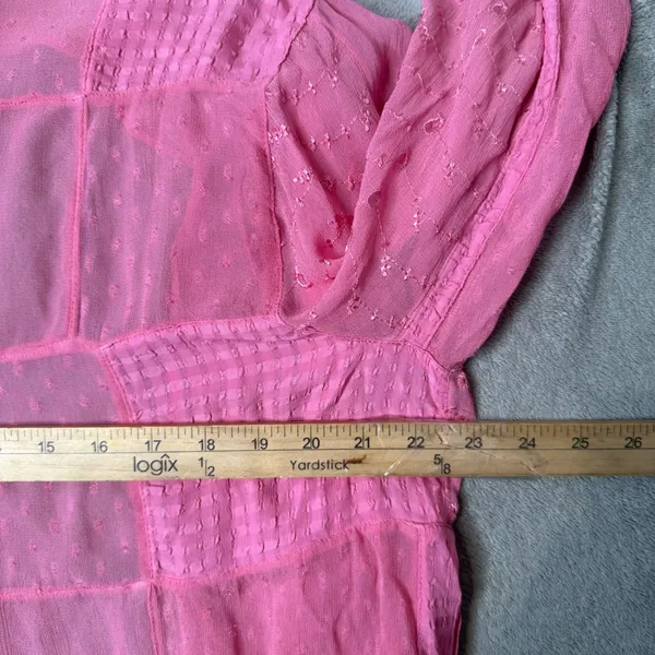 Young Threads Pink Patchwork Open Front Cardigan Size L Festival Embroidered NEW - Image 9