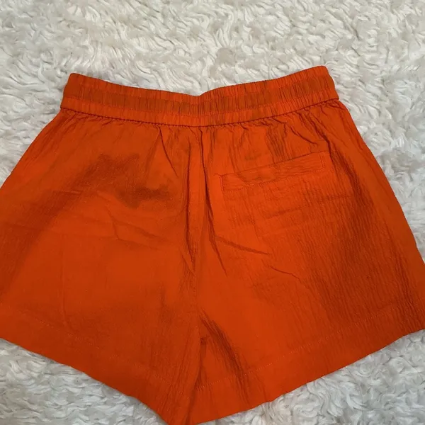 Everlane Shorts Orange Organic Cotton‎ Elastic Drawstring Casual Size S - Image 5