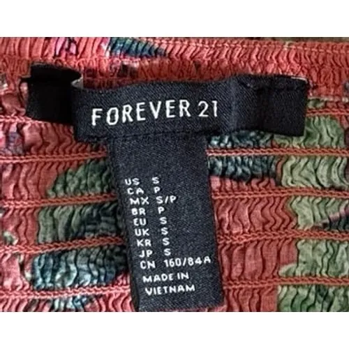 Forever 21 strapless coral green tropical floral‎ print maxi dress Size Small - Image 4