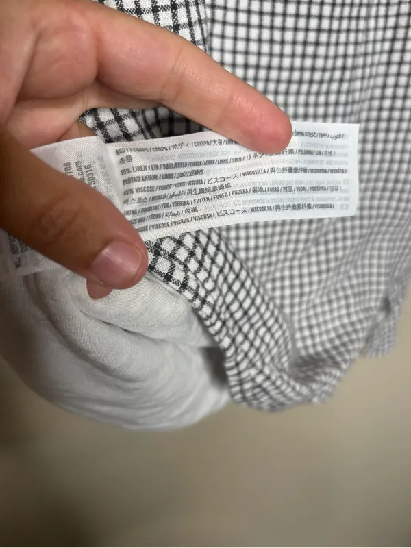 Abercrombie & Fitch 90s Gingham Print Linen Blend Mini Dress - Image 10