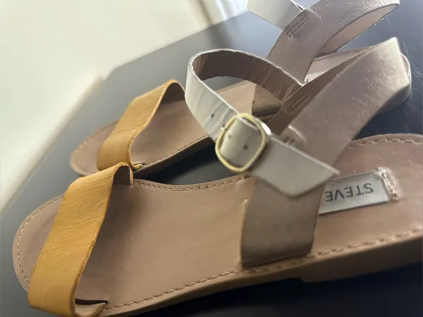 Steve Madden Yellow Front-Strap Sandals with Neutral Wrap Straps - Image 2