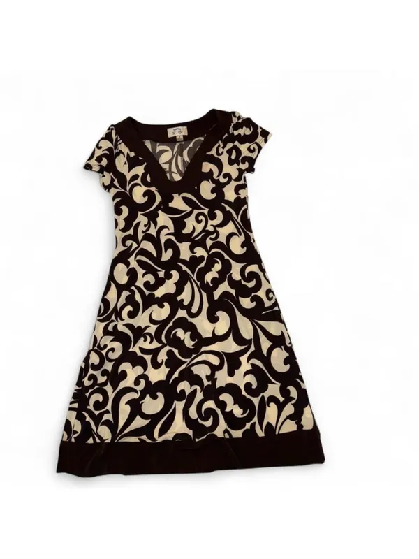 Brown and cream printed dress - Image 3