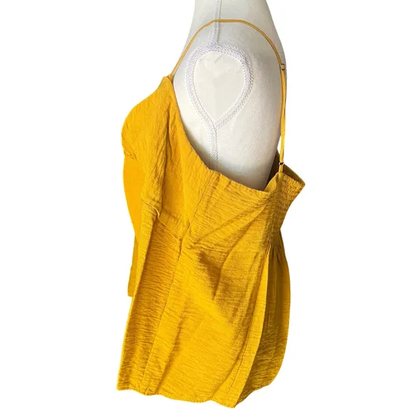 Banana Republic Womens XXL‎ Mustard Yellow Twist Front Smocked Back Camisole Top - Image 2