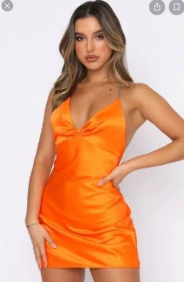 White Fox Mini Orange Dress - Image 3