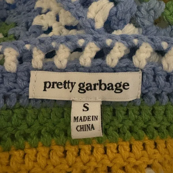 Pretty Garbage Crochet Halter Top Striped Granny Square Crop Top‎ Size Small - Image 4