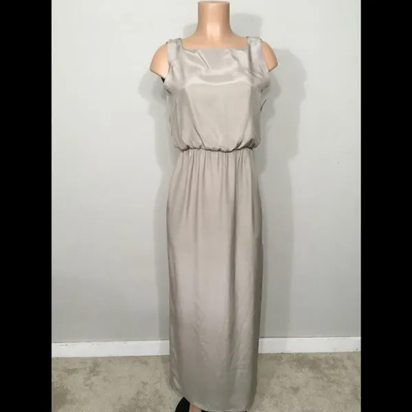 Natalie Deayala drape back silk column dress. NWT Tan - Image 9