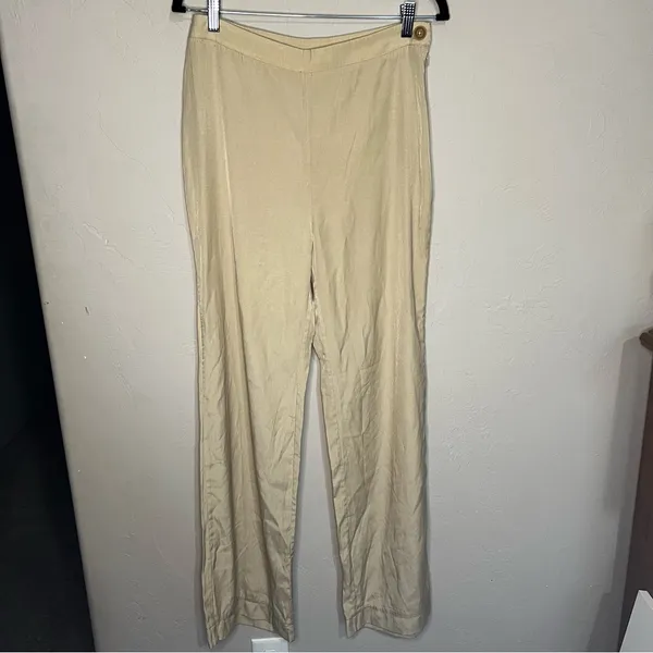 We The Free Cream High‎ Rise Flowy Side Zipper Button Beach Pants - Image 2