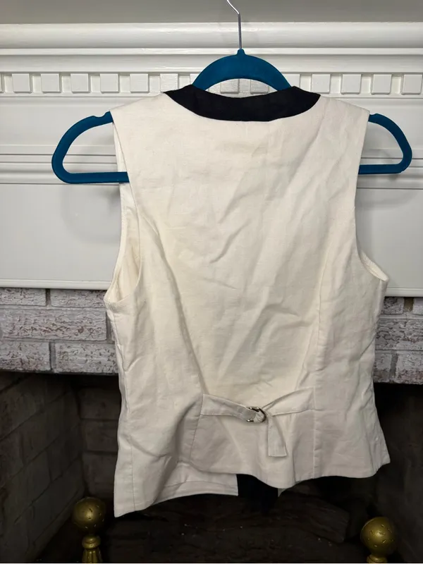 Abercrombie XS Ivory Black Contrast Tailored Vest - Image 3