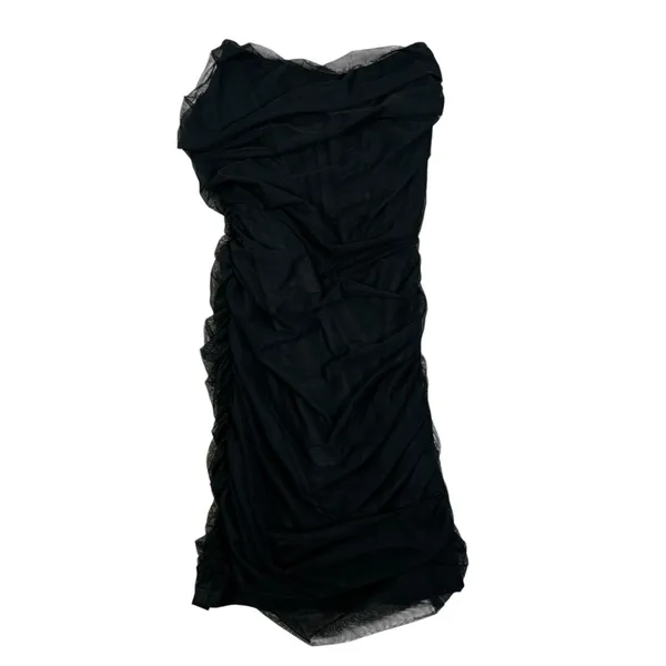 Superdown Sonya Bustier Ruched Mesh Strapless Bodycon Mini Dress Black Size S - Image 4