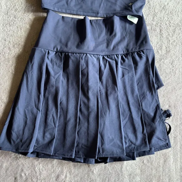 Halara Breezeful Navy Blue Tennis Skirt Set Strappy Sports Bra Pleated Skort S - Image 10